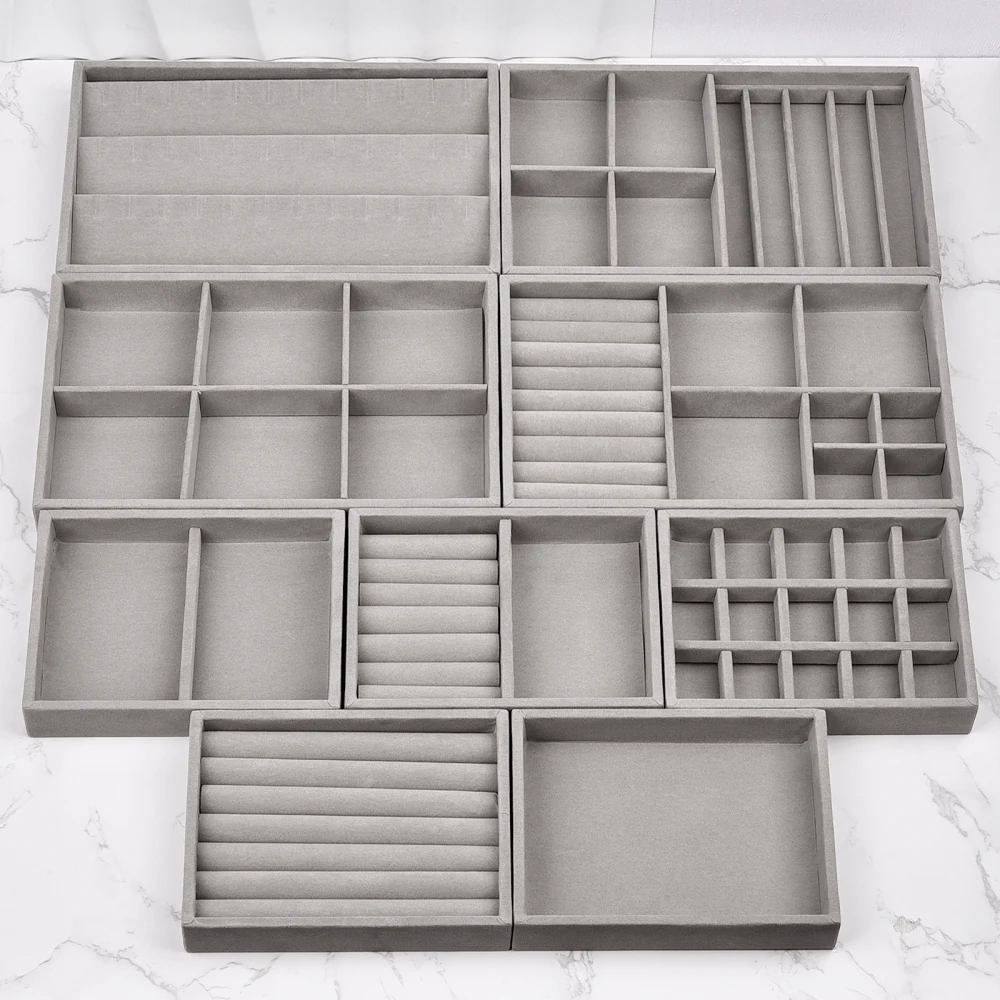 Velvet Jewelry Box Display Tray Drawer Storage Jewellery Holder For Ring Earrings Necklace Bracelet Soft Velvet Organizer Case