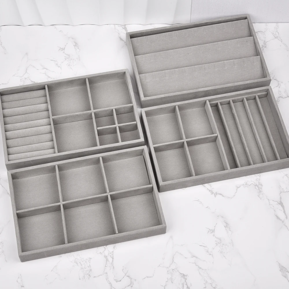 Velvet Jewelry Box Display Tray Drawer Storage Jewellery Holder For Ring Earrings Necklace Bracelet Soft Velvet Organizer Case