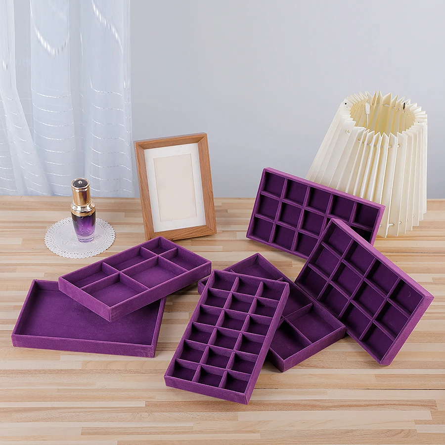 1PC, Flocking Jewelry Box Jewelry Tray, Color: Violet