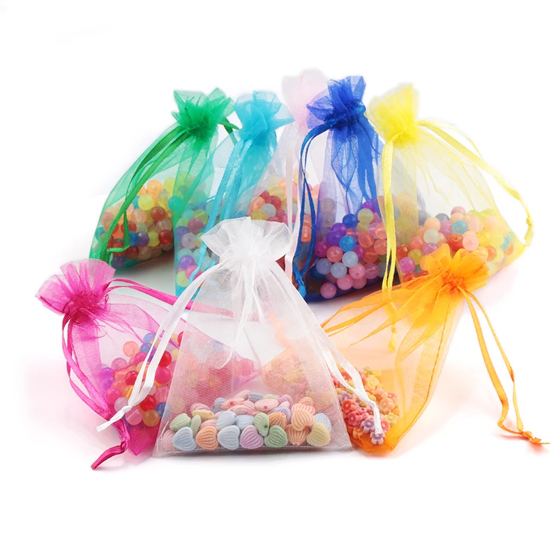 100pcs/lot 5*7cm organza bag Christmas wedding gift bag jewelry packing Display jewelry bag&pouch favor bags 23 colors optional