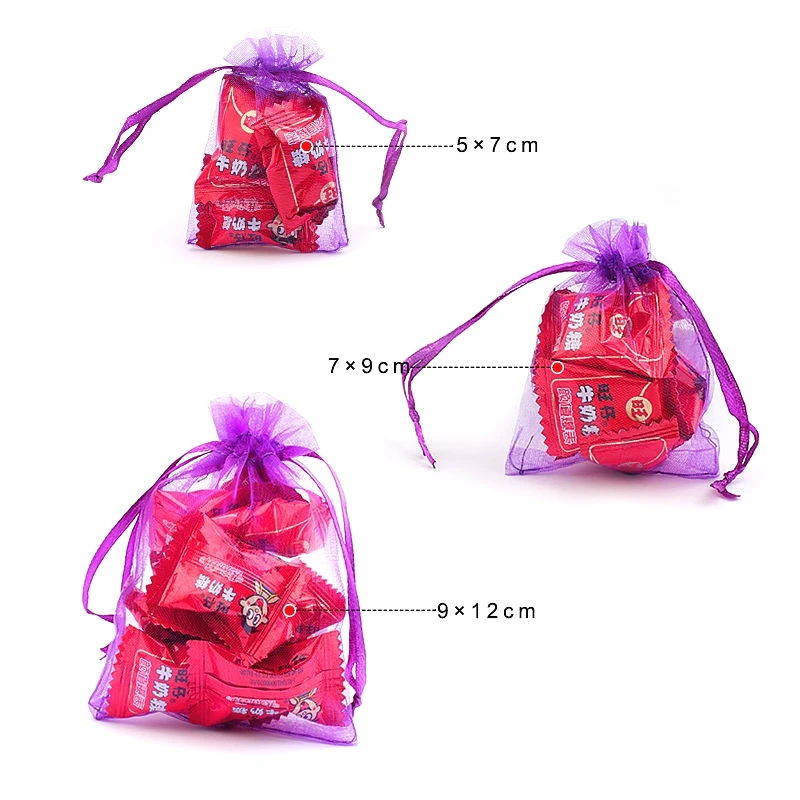100pcs/lot 5*7cm organza bag Christmas wedding gift bag jewelry packing Display jewelry bag&pouch favor bags 23 colors optional