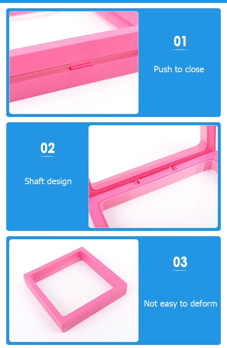 Transparent PE Film Jewelry Storage Box Color 3D Floating Display Frame Coin Dustproof Exhibition Ring Earrings Organizer Case