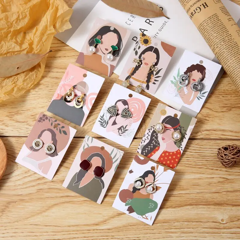 25pcs 6x8cm Earrings Display Card Necklace Holder For DIY Jewelry Ear Studs Necklace Chain Packaging Organizer Display Supply