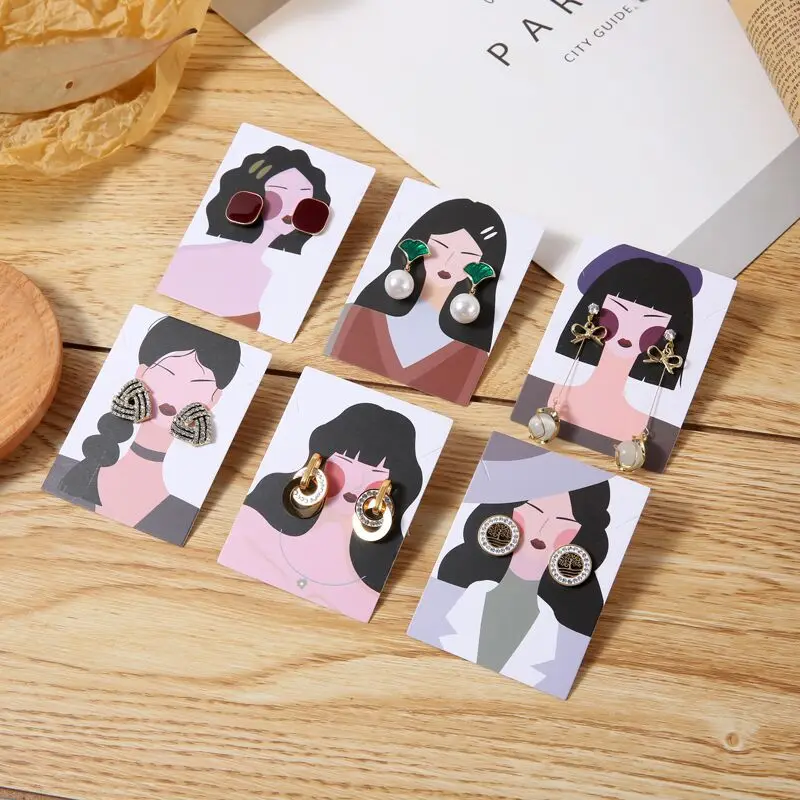 25pcs 6x8cm Earrings Display Card Necklace Holder For DIY Jewelry Ear Studs Necklace Chain Packaging Organizer Display Supply