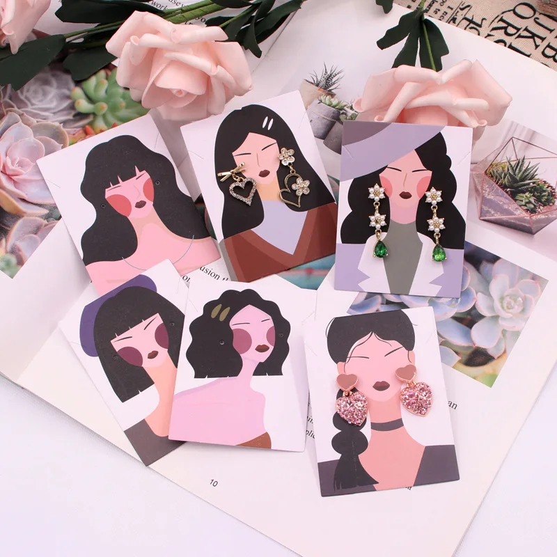 25pcs 6x8cm Earrings Display Card Necklace Holder For DIY Jewelry Ear Studs Necklace Chain Packaging Organizer Display Supply