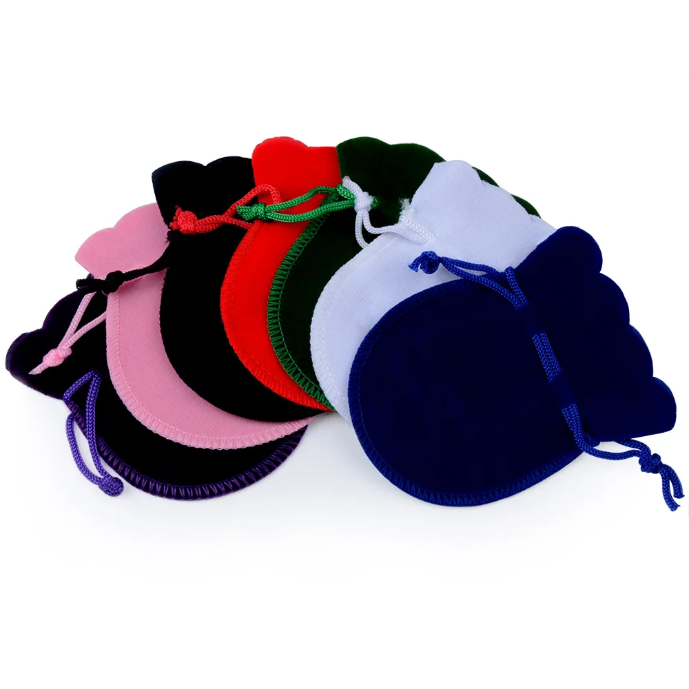 Chanfar 25pcs 7x9cm Velvet Bag White Red Black Pink Drawstring Pouch Calabash Shape Gift Packing Bags For Wedding Pouches