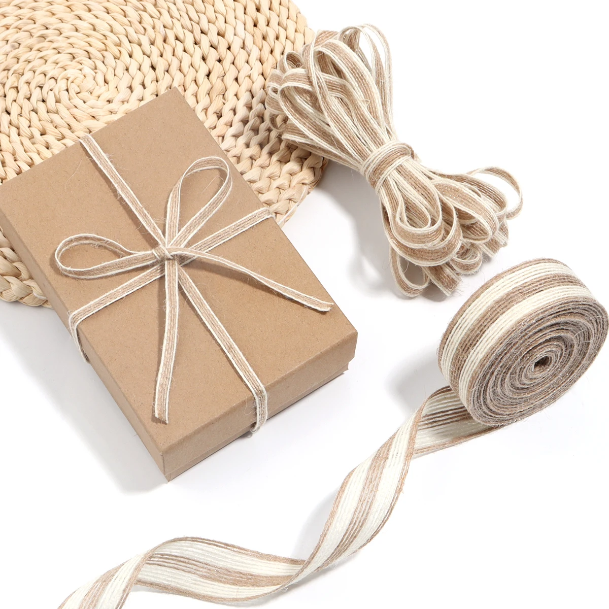 5/10Meters Linen Burlap Fabric Ribbon Macrame Craft Linen Webbing for Wedding Decoration Gifts Box Bouquet Bow Packaging Stuff