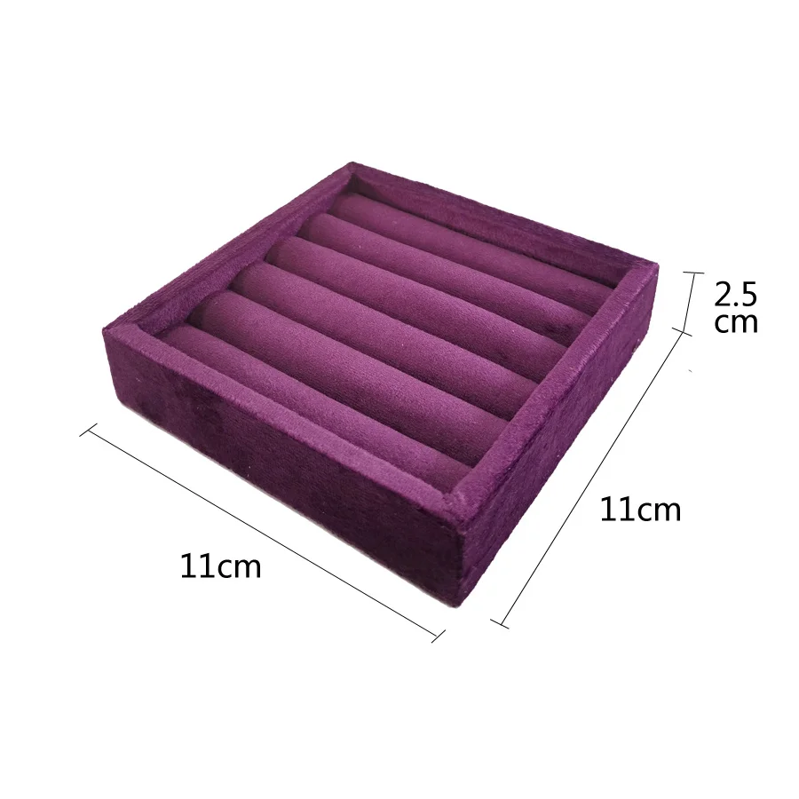 11*11Cm Velvet Ring Tray Jewelry Display Storage Earrings Rings Packaging Case High Quality Velvet Organizer