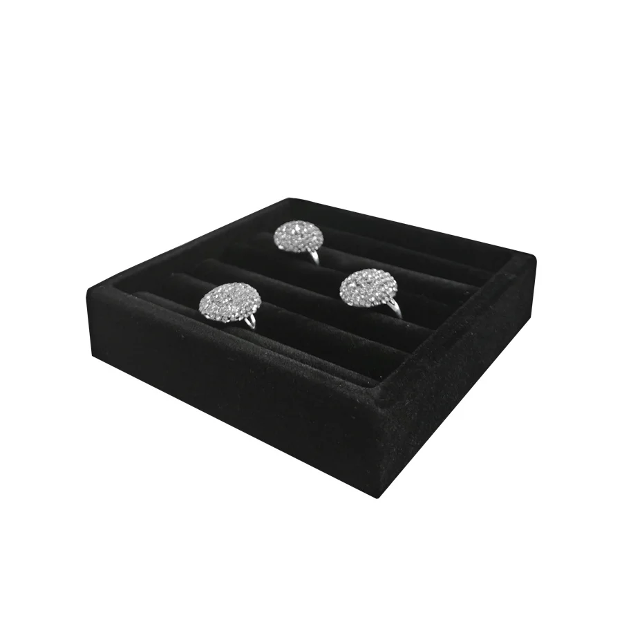 11*11Cm Velvet Ring Tray Jewelry Display Storage Earrings Rings Packaging Case High Quality Velvet Organizer