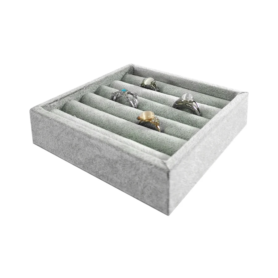 11*11Cm Velvet Ring Tray Jewelry Display Storage Earrings Rings Packaging Case High Quality Velvet Organizer