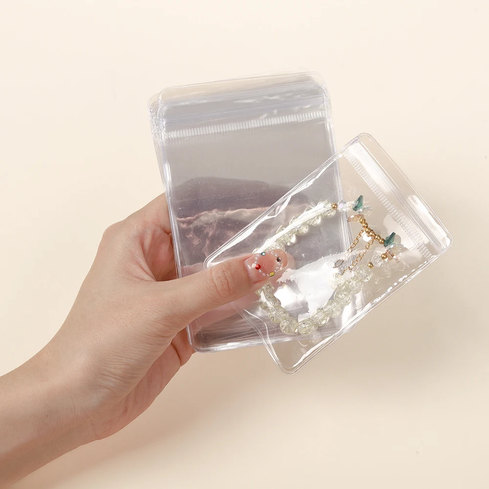 10-50pcs Thicken PVC DIY Jewelry Package Bags Transparent Anti-Oxidation Organizer Display Necklace Storage Self Sealing Pouches