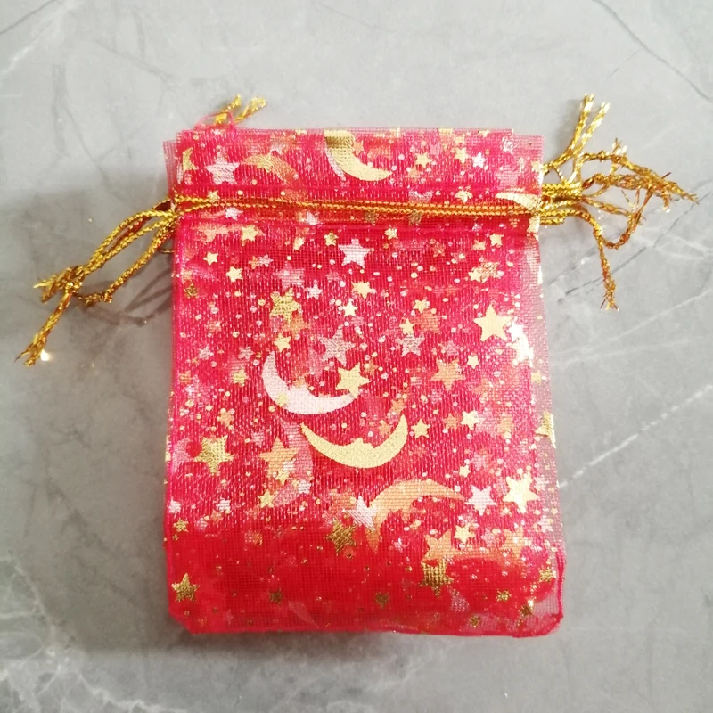 1000pc Star Moon Organza Gift Bags Small Bag for Jewelry Pouch Mini Sachet Drawstring Storage Bag Jewelry Packaging Display Bags