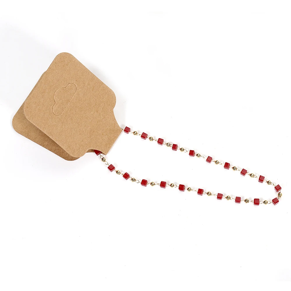 50 St 9x3.5cm Vikbara Kraftpapperskort Handmade Necklace Bracelet Jewelry Display Cards Packaging Cards Store Price Tagstik