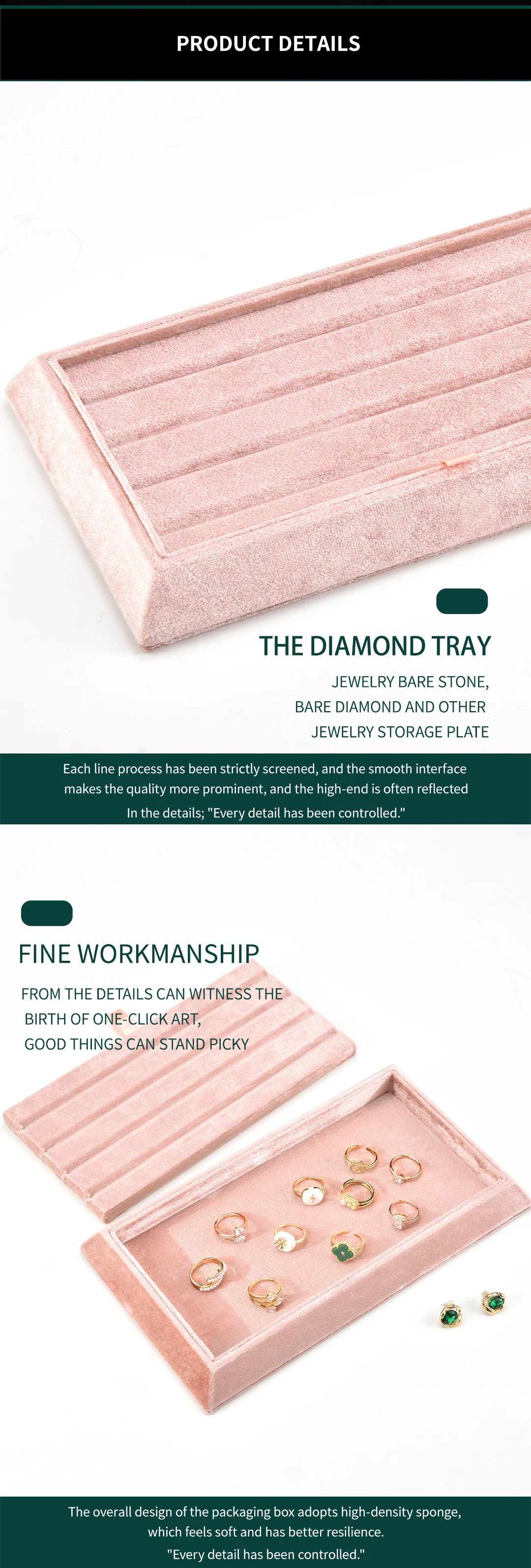 TAIMY Plush Velvet Ring Holder Trays Jewelry Anti-scratch Desktop Decoration men's Tray Jeweler Store Display Packaging Dropship