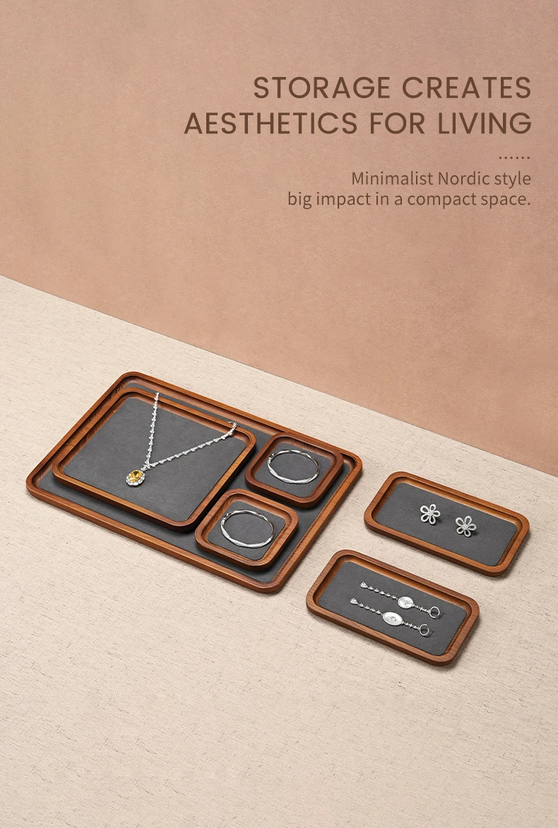 Oirlv Solid Wood Jewelry Tray for Necklace Bracelet Watch and Ring Storage Jewelry Display Case; Perfect for the Entryway Gift