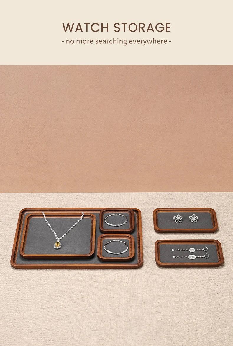 Oirlv Solid Wood Jewelry Tray for Necklace Bracelet Watch and Ring Storage Jewelry Display Case; Perfect for the Entryway Gift