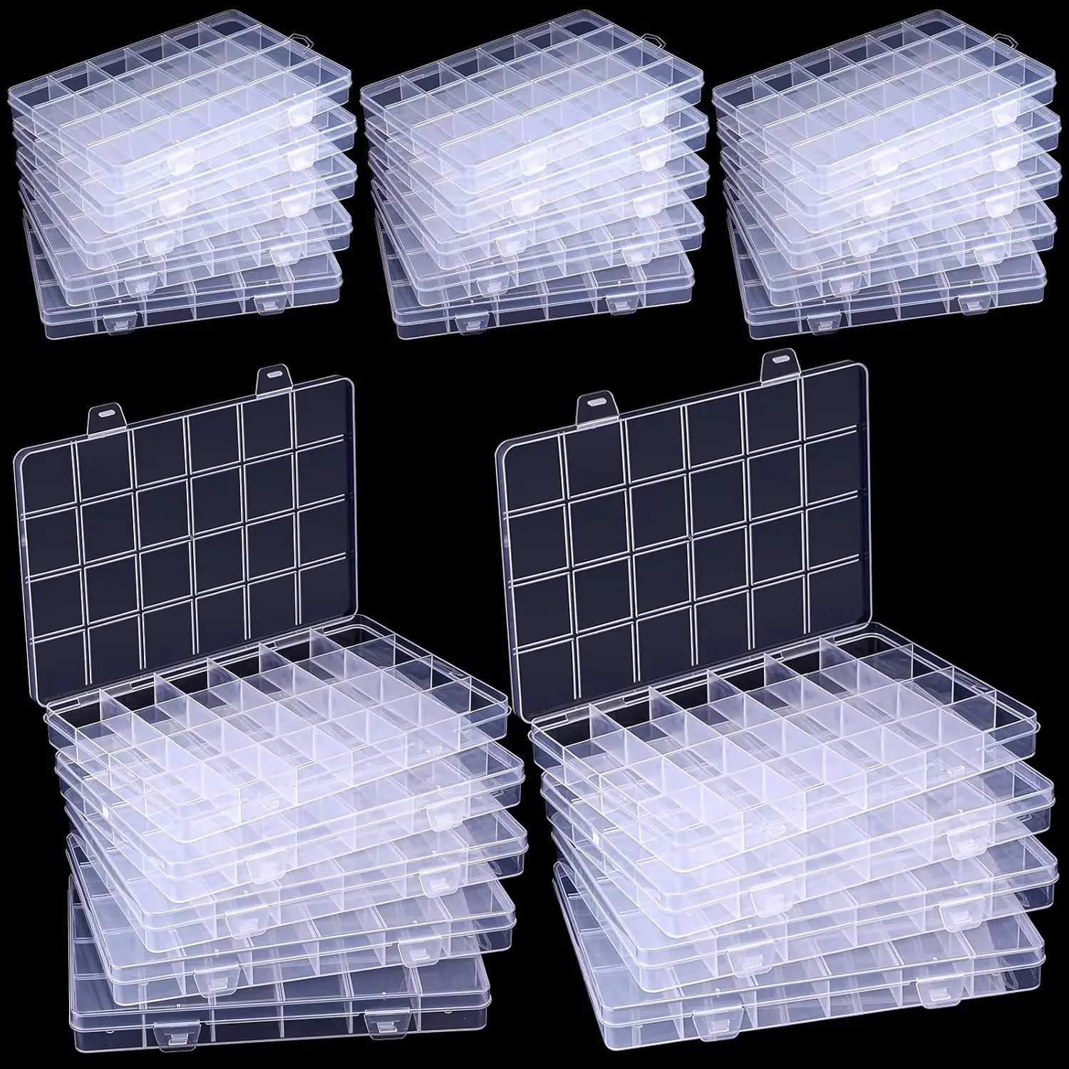 1/5Pc Multifunctional Clear Plastic Organizer Box with Grids Container Craft Storage for Beads Organizer Art DIY Jewelry