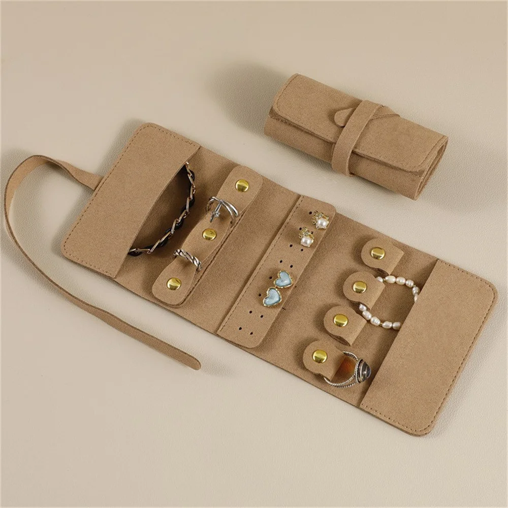 Mini Portable Travel Jewelry Storage Box Multifunctional Fashion Earrings Rings Earrings Necklaces Watches Rolled Up Storage Bag