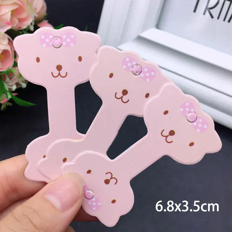 50pcs/lot Cute Jewelry Packing Cards Pink Kraft Paper Tag for Headband Necklace Bracelet Display Cardboard Holder Retail Lables