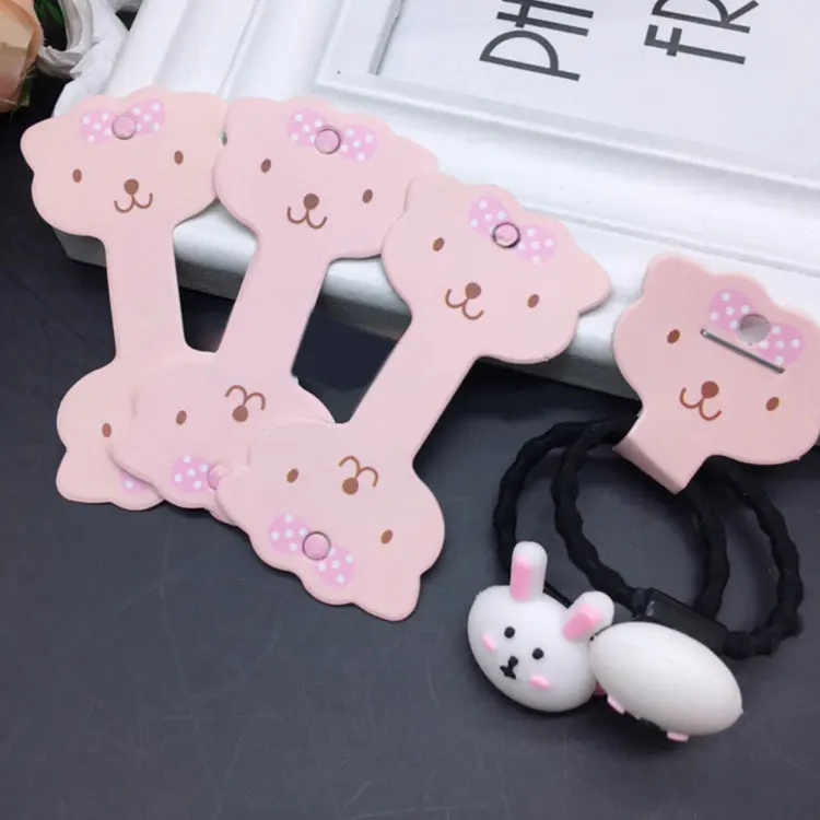 50pcs/lot Cute Jewelry Packing Cards Pink Kraft Paper Tag for Headband Necklace Bracelet Display Cardboard Holder Retail Lables