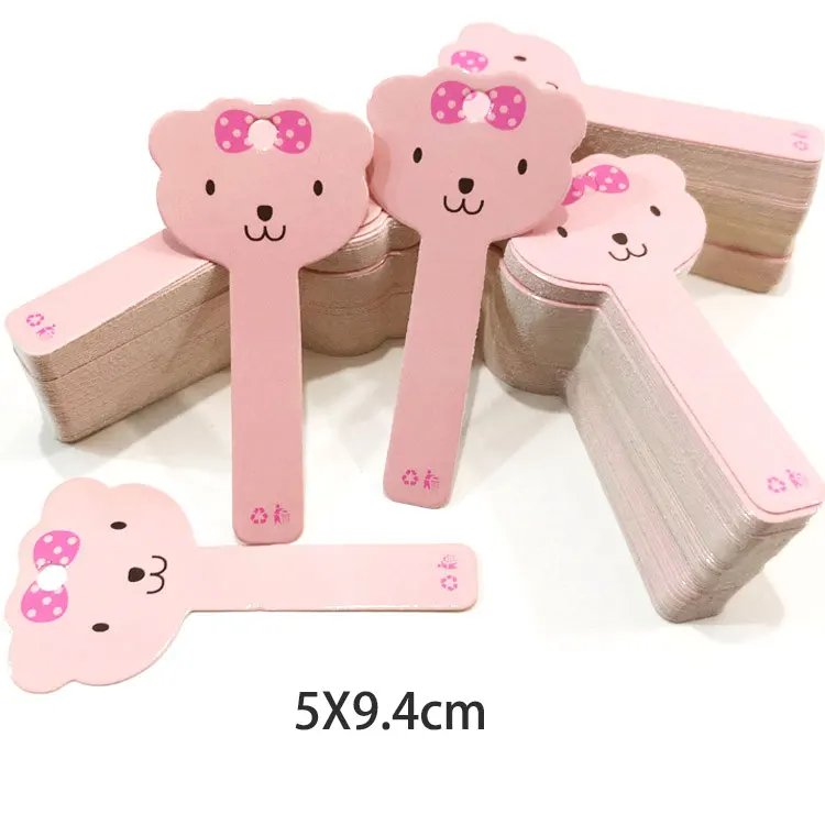 50pcs/lot Cute Jewelry Packing Cards Pink Kraft Paper Tag for Headband Necklace Bracelet Display Cardboard Holder Retail Lables