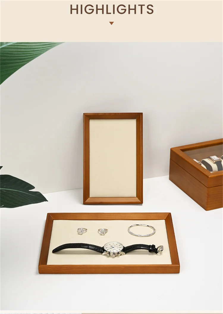 Oirlv Wooden Jewelry Organizer Tray Jewelry Display Props Jewelry Key Storage Bracelet Necklace Tray Earring Ring Display Plate
