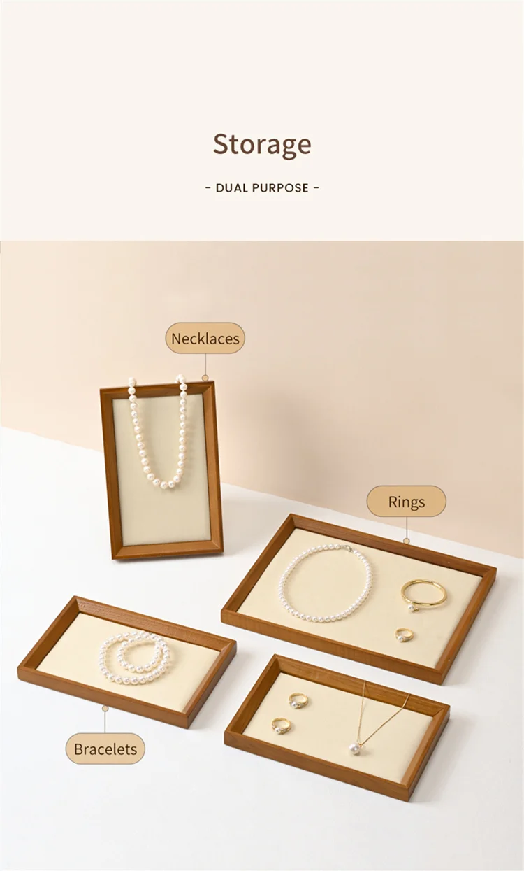 Oirlv Wooden Jewelry Organizer Tray Jewelry Display Props Jewelry Key Storage Bracelet Necklace Tray Earring Ring Display Plate