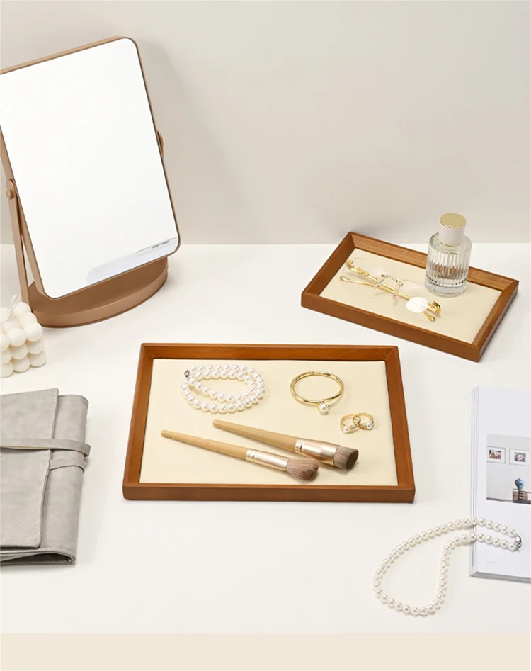 Oirlv Wooden Jewelry Organizer Tray Jewelry Display Props Jewelry Key Storage Bracelet Necklace Tray Earring Ring Display Plate