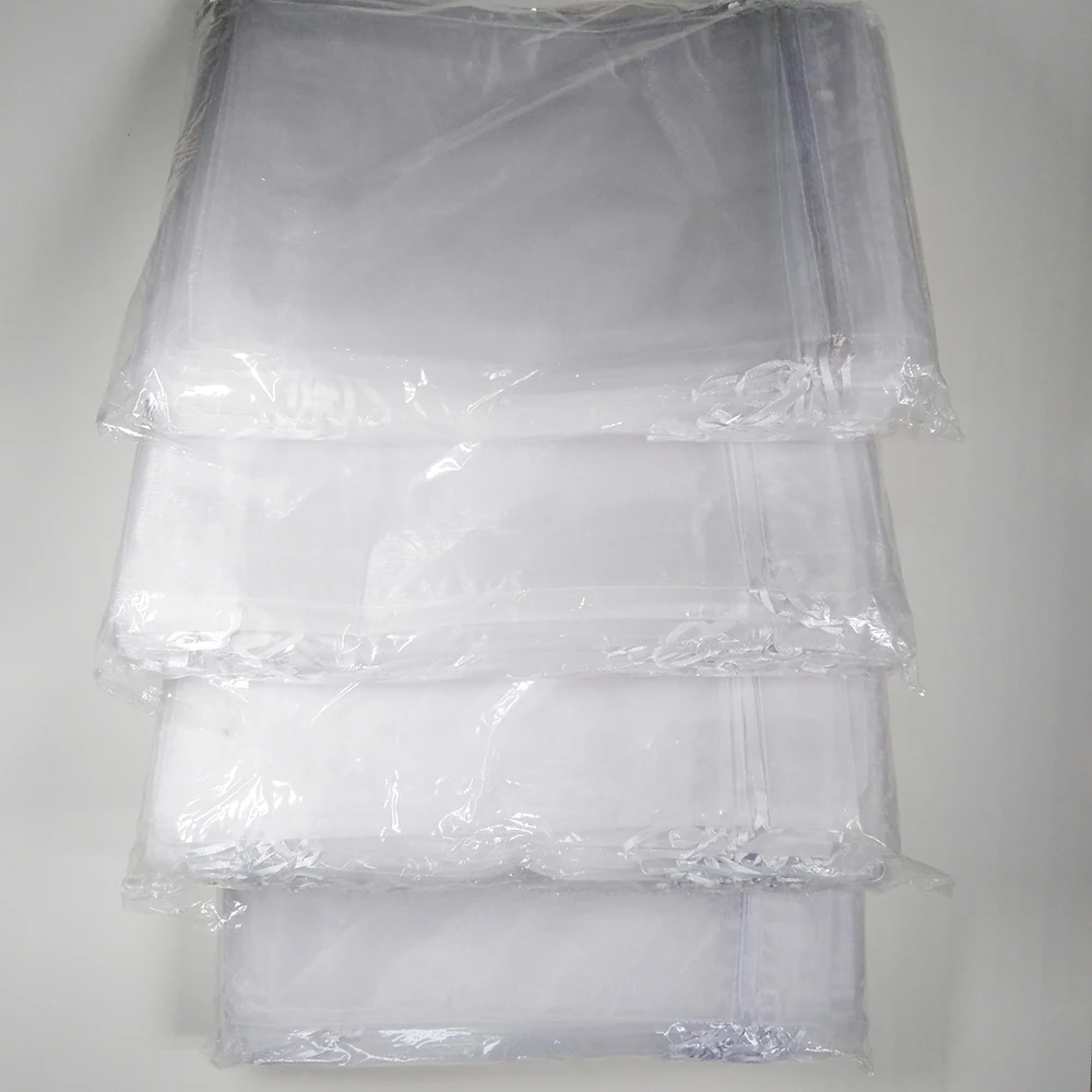 100pcs Organza Pouches 15x20 17x23 20x30cm 25x35 Drawable Organza Bags Jewelry Packaging Bags Wedding Gift Bag Party Favor Bag
