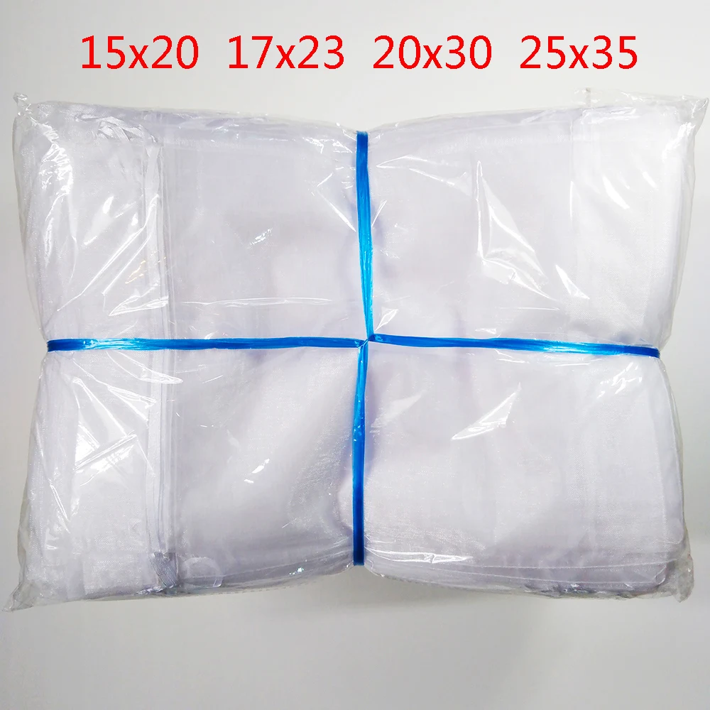 100pcs Organza Pouches 15x20 17x23 20x30cm 25x35 Drawable Organza Bags Jewelry Packaging Bags Wedding Gift Bag Party Favor Bag