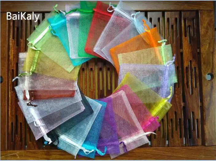 100pcs Organza Pouches 15x20 17x23 20x30cm 25x35 Drawable Organza Bags Jewelry Packaging Bags Wedding Gift Bag Party Favor Bag