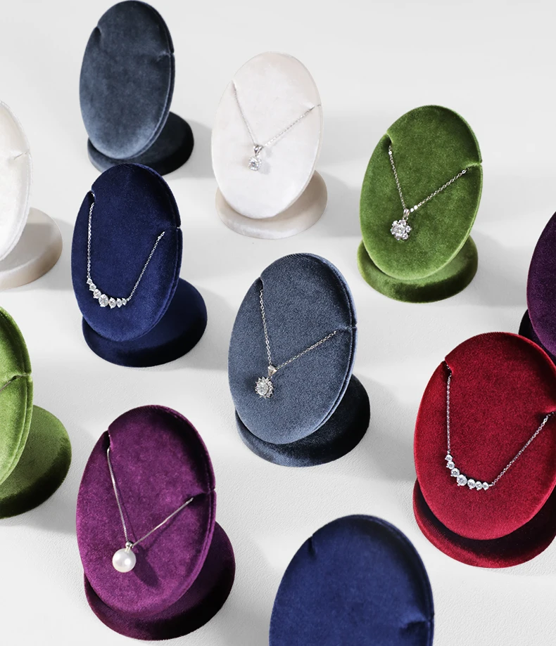 Yinbeini Velvet Necklace Display Stand Pendant Necklace Storage Holder Jewelry Shop Retail Countertop Organizer Rack TB029