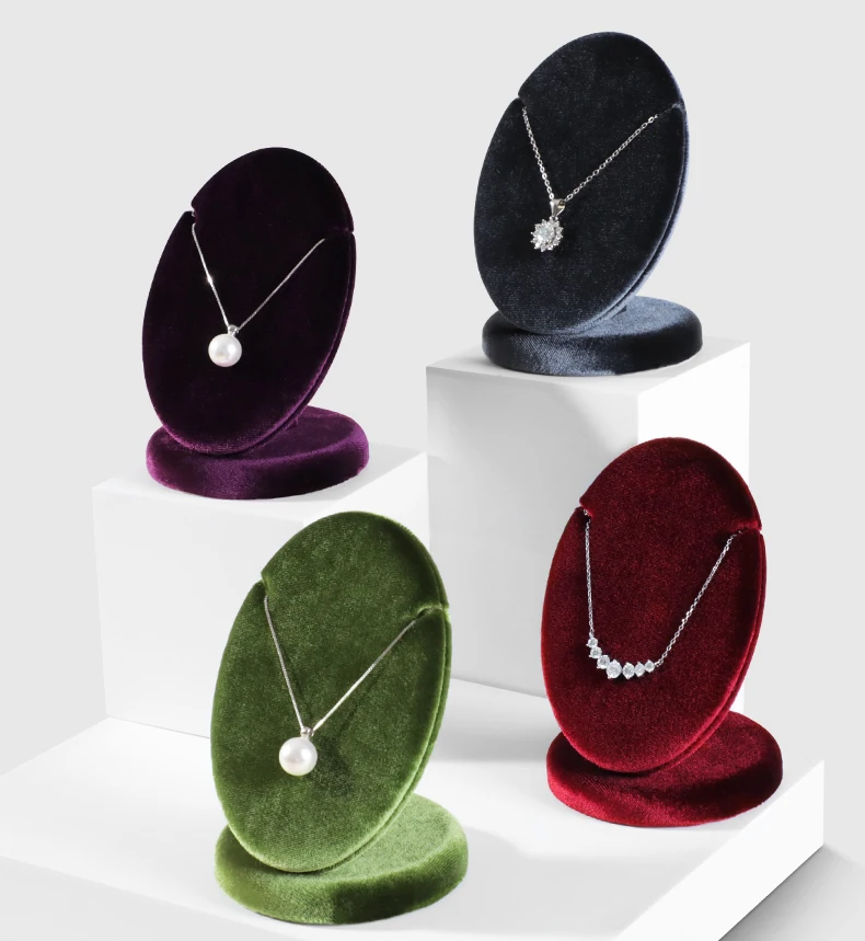 Yinbeini Velvet Necklace Display Stand Pendant Necklace Storage Holder Jewelry Shop Retail Countertop Organizer Rack TB029