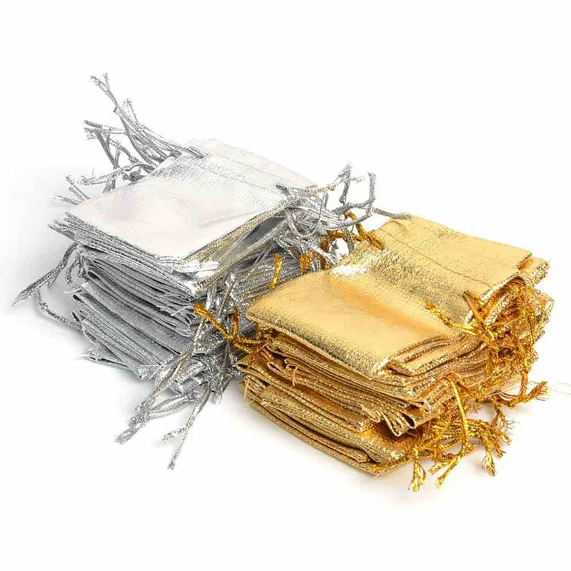 13x18 15x20 17x23 20x30cm Drawstring Gift Bags Metallic Foil Organza Pouches Christmas Wedding Party Favour Gifts Candy Bags