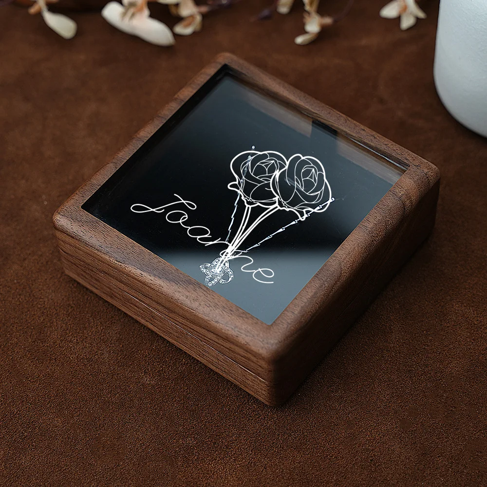 Solid Wood Black Walnut Necklace Box Jewelry Jewelry Packaging Gift Box Earring Brooch Locket Case