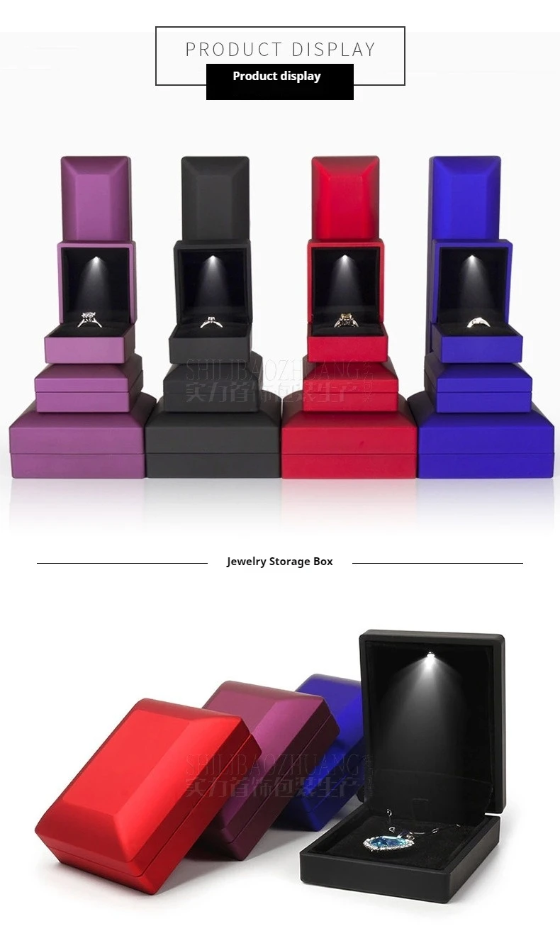 Luxury LED Jewelry Box Bracelet/Necklace Case Free Custom Logo Lighted Ring Gift Packaging with Hidden Light,Multi-Use Organizer