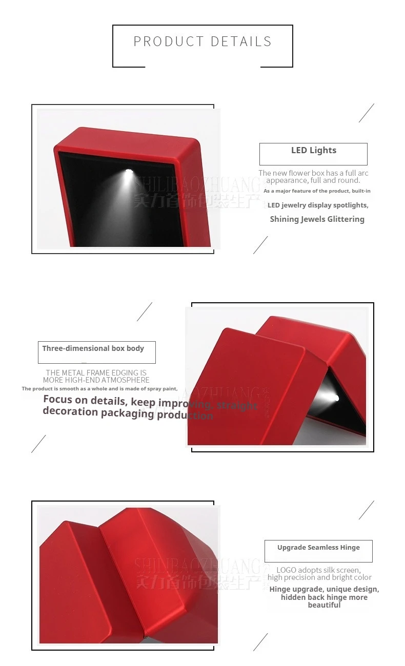 Luxury LED Jewelry Box Bracelet/Necklace Case Free Custom Logo Lighted Ring Gift Packaging with Hidden Light,Multi-Use Organizer
