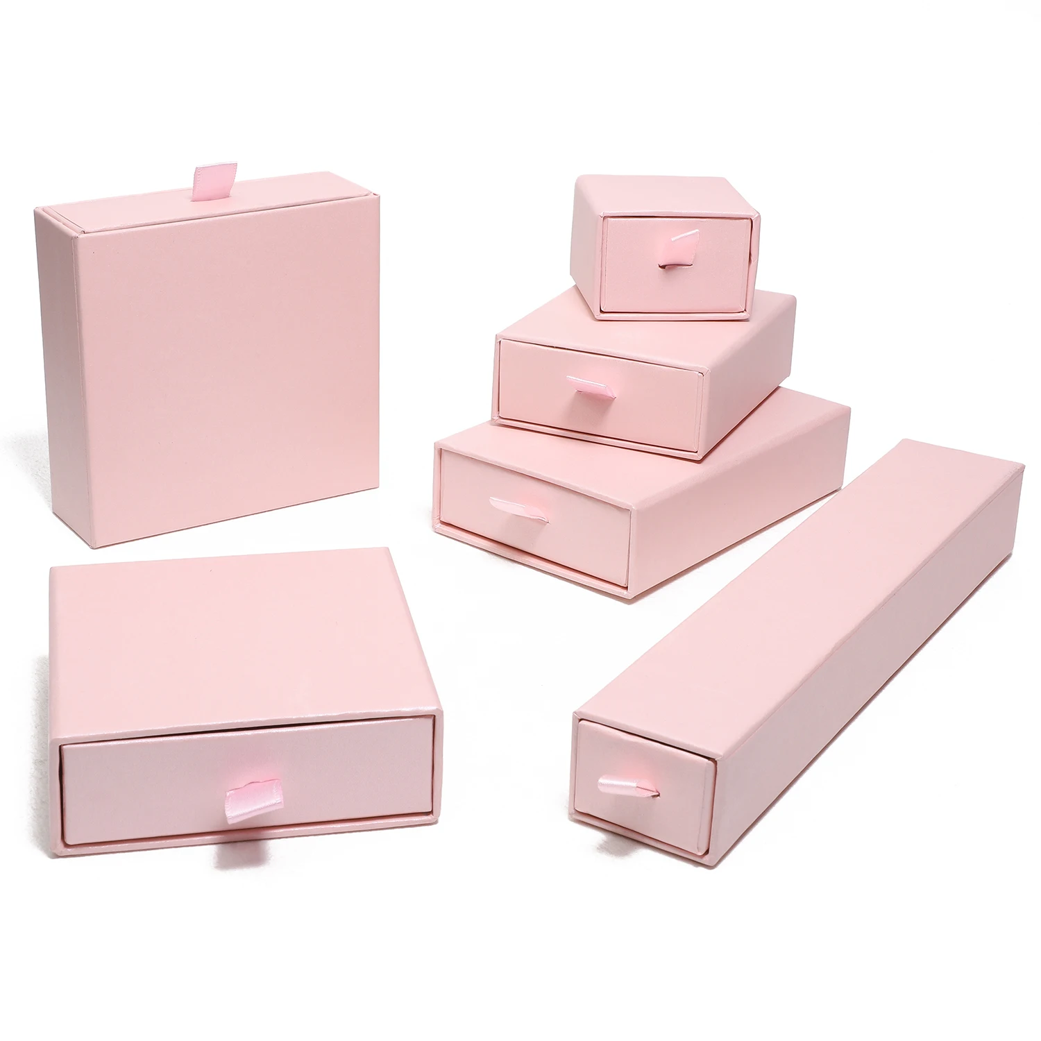 1pcs Pink Color Kraft Paper Drawer Jewelry Packaging Box Necklace Bracelet Gift Display Case Boxes Cardboard Jewelry Storage