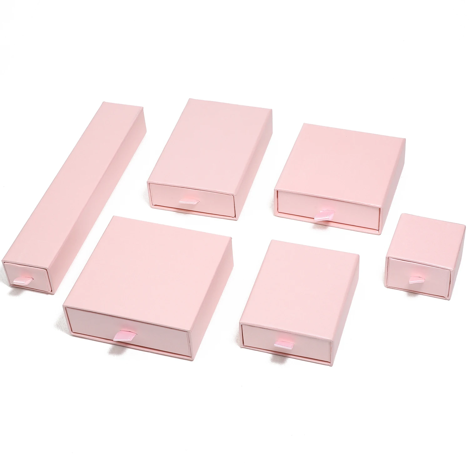 1pcs Pink Color Kraft Paper Drawer Jewelry Packaging Box Necklace Bracelet Gift Display Case Boxes Cardboard Jewelry Storage