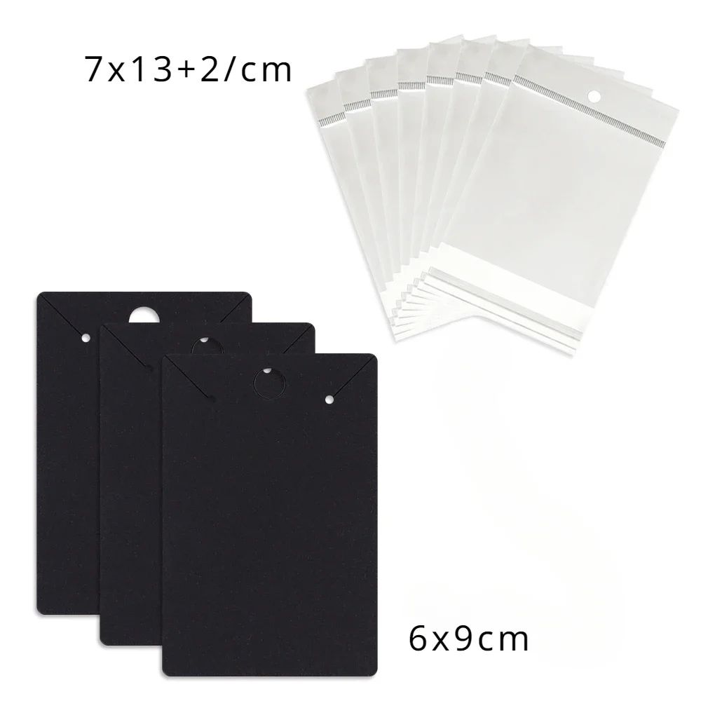 50Pcs 6x9cm Hangable Necklace Earrings Jewelry Display Paper Card With Or Without Bags Wholesale Packaging Personalized Service