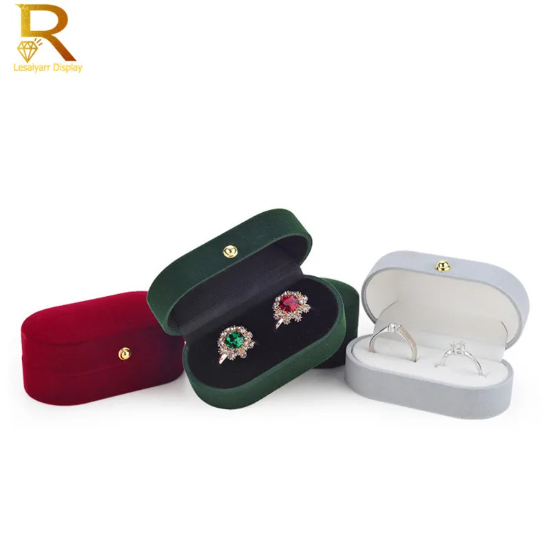 Velvet Trinket Box Ring Box Jewelry Organizer Double Rings BoxJewelry Box Wedding Gift Box Joyeros Organizador De Joyas
