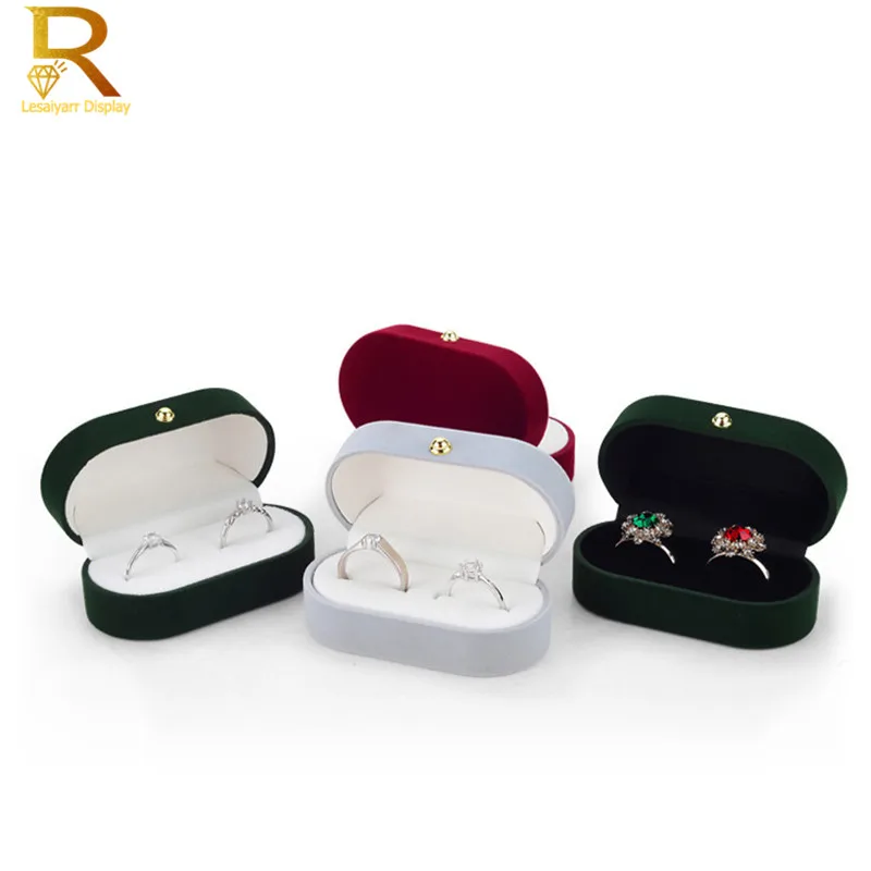 Velvet Trinket Box Ring Box Jewelry Organizer Double Rings BoxJewelry Box Wedding Gift Box Joyeros Organizador De Joyas