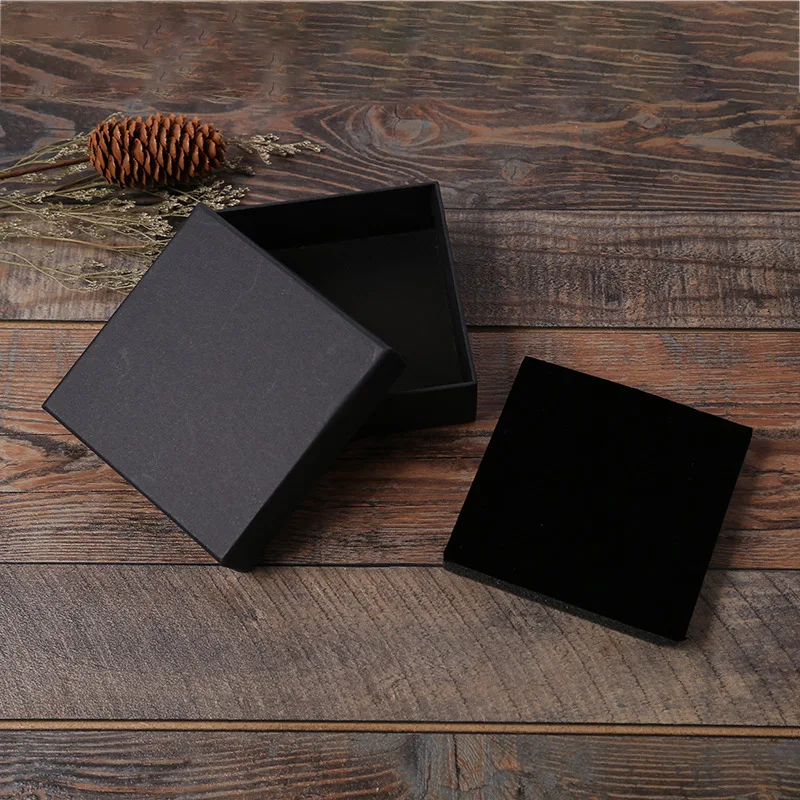 New Arrive 12Pcs Black Kraft Paper Jewelry Box Bracelet Bangles Necklaces Rings Box Gift Jewelry Box Storage Case