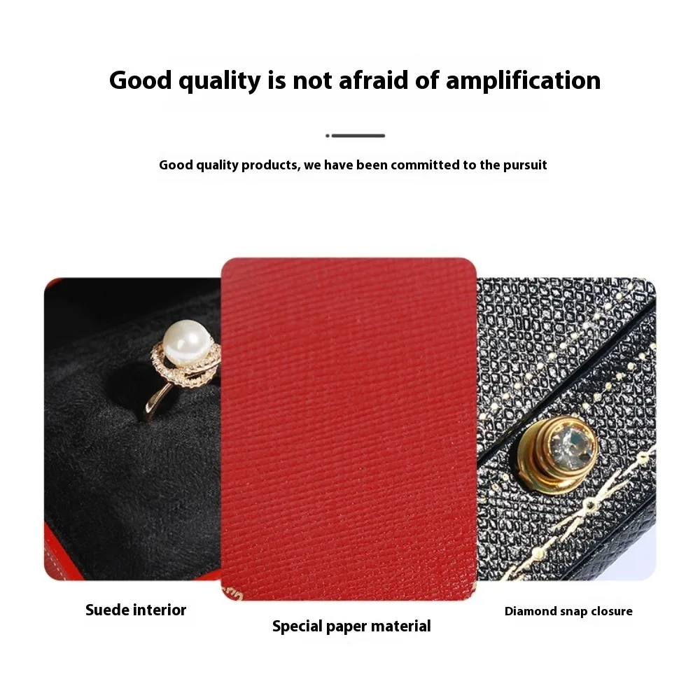 Free Custom Logo European Jewelry Box Proposal Ring/Necklace/Bracelet Organizer,Luxury Velvet-Lined Storage Case for Engagement