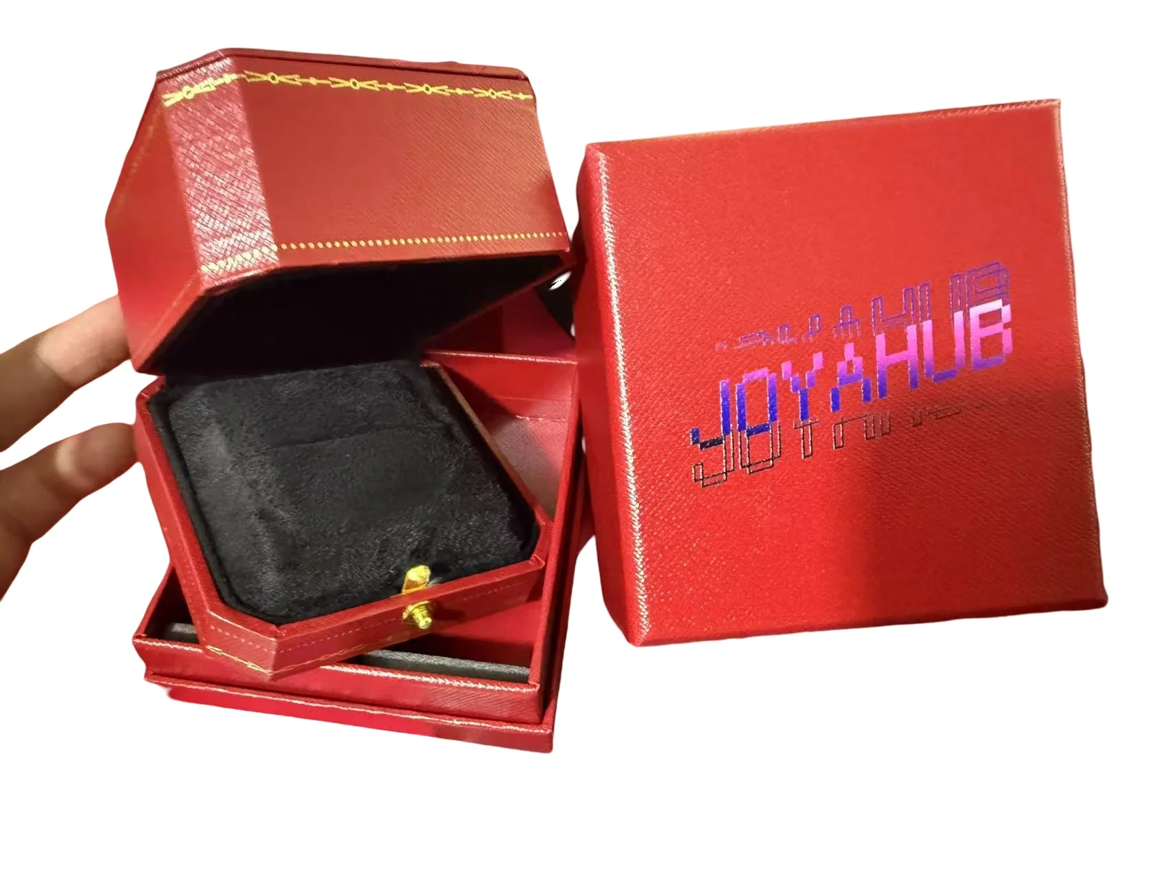 Free Custom Logo European Jewelry Box Proposal Ring/Necklace/Bracelet Organizer,Luxury Velvet-Lined Storage Case for Engagement