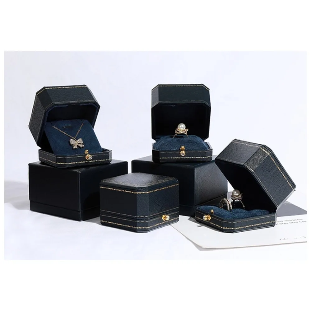 Free Custom Logo European Jewelry Box Proposal Ring/Necklace/Bracelet Organizer,Luxury Velvet-Lined Storage Case for Engagement
