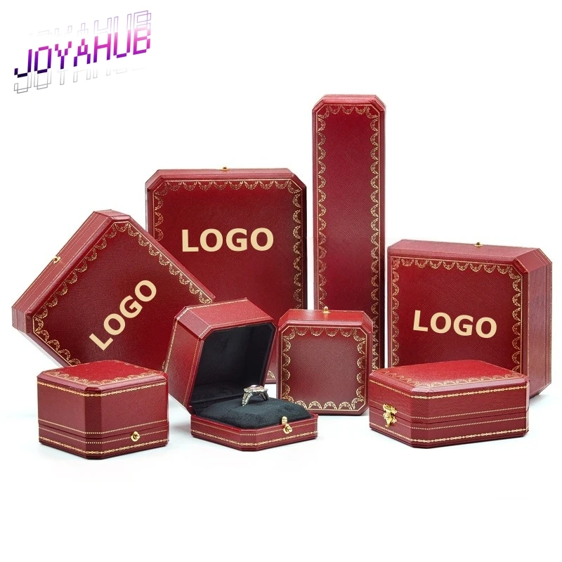 Customizable LOGO Vintage Octagonal Gold Text Storage Box Ring Earnail Bracelet Jewelry Packaging Case Collection Storage Box