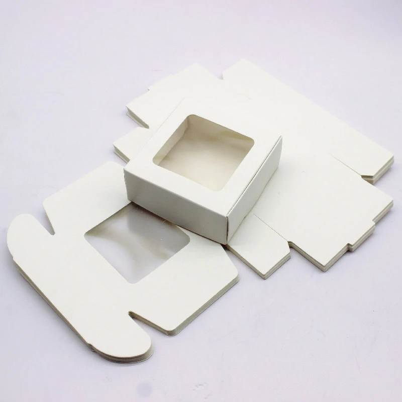 10Pcs Paper Gifts Package Box 7.5x7.5x3cm White DIY Christmas Window Candy Wedding Favors Jewelry Party Suppiles Wrapping Box