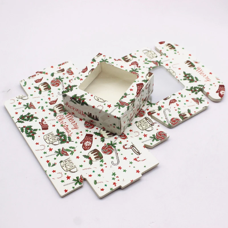 10Pcs Paper Gifts Package Box 7.5x7.5x3cm White DIY Christmas Window Candy Wedding Favors Jewelry Party Suppiles Wrapping Box