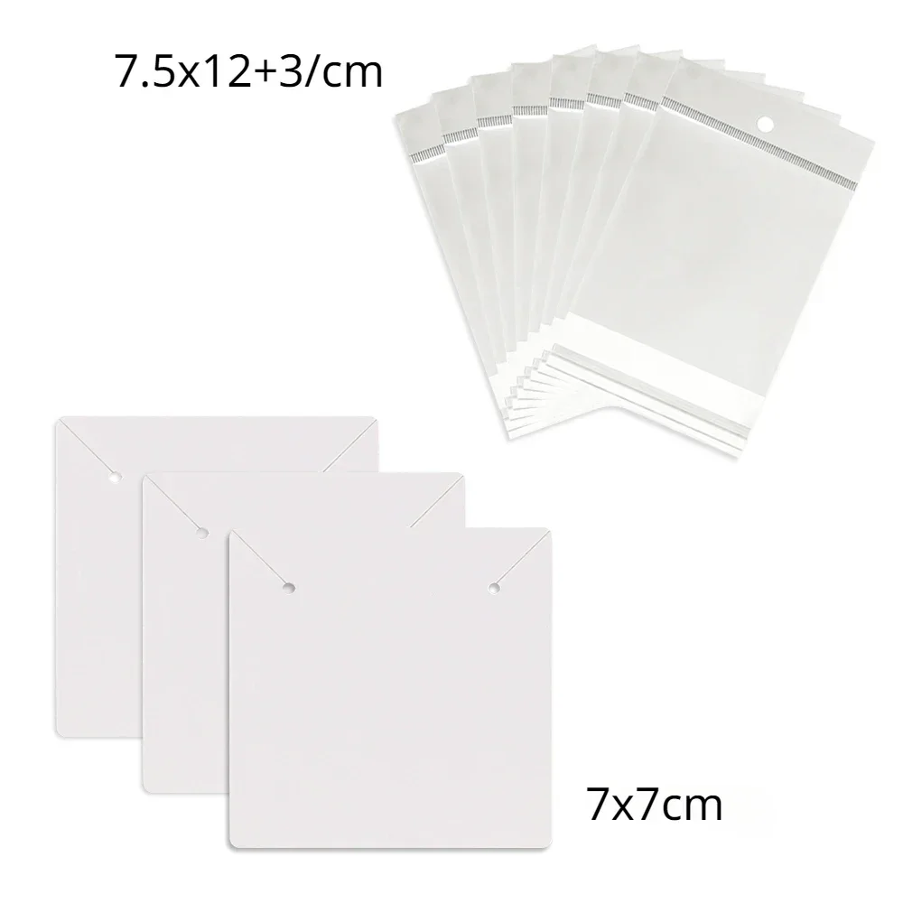 50 Pcs 7x7cm Necklaces Jewelry Display Paper Kraft Card With Or Without Bags Wholesale Packaging Personalized Customize Label